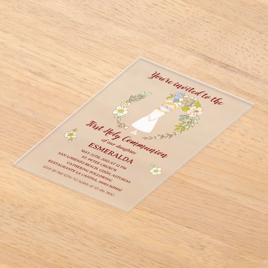 Invitación de Comunión sobre acrílico ESMERALDA Acryl Uitnodigingen (Laagn)