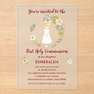 Invitación de Comunión sobre acrílico ESMERALDA Acryl Uitnodigingen