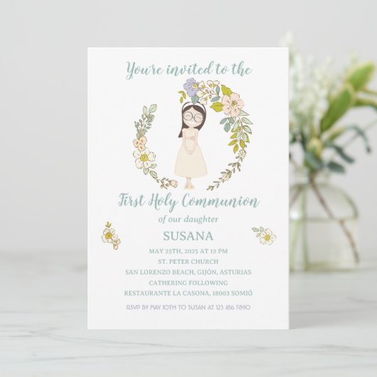 Invitación de Comunión SUSANA Kaart (Staand voorkant)