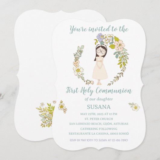 Invitación de Comunión SUSANA Kaart (Voorkant / Achterkant)