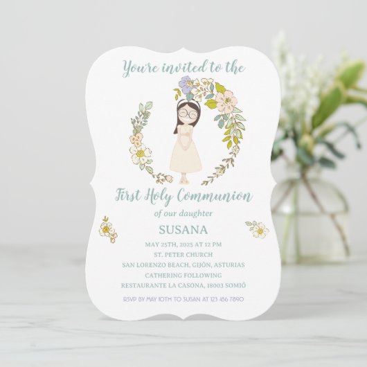 Invitación de Comunión SUSANA Kaart (Staand voorkant)