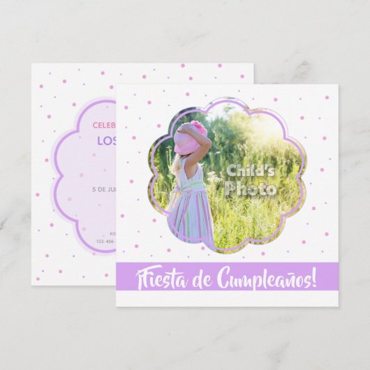 Invitación de Cumpleaños 5.25" x 5.25" Kaart (Voorkant / Achterkant)