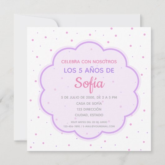 Invitación de Cumpleaños 5.25" x 5.25" Kaart (Achterkant)