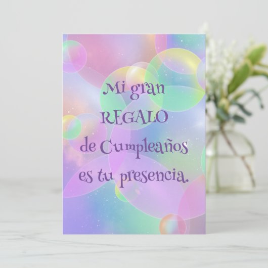 Invitación de Cumpleaños - Burbujas Kaart (Staand voorkant)