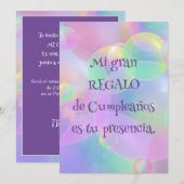 Invitación de Cumpleaños - Burbujas Kaart (Voorkant / Achterkant)