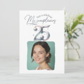 Invitación de cumpleaños de 25 años con foto kaart (Staand voorkant)
