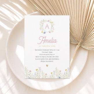 Invitación de cumpleaños de Flor Silvestre Floral  Kaart