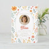 Invitación de cumpleaños de Flor Silvestre Floral Kaart (Staand voorkant)