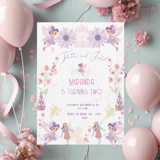 Invitación de cumpleaños de hadas Invitation Kaart