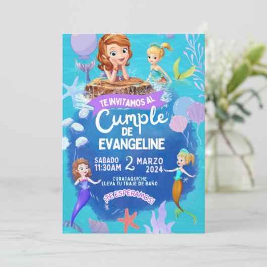 Invitación de cumpleaños de la princesa Sofia. Kaart (Staand voorkant)