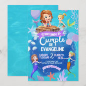 Invitación de cumpleaños de la princesa Sofia. Kaart (Voorkant / Achterkant)