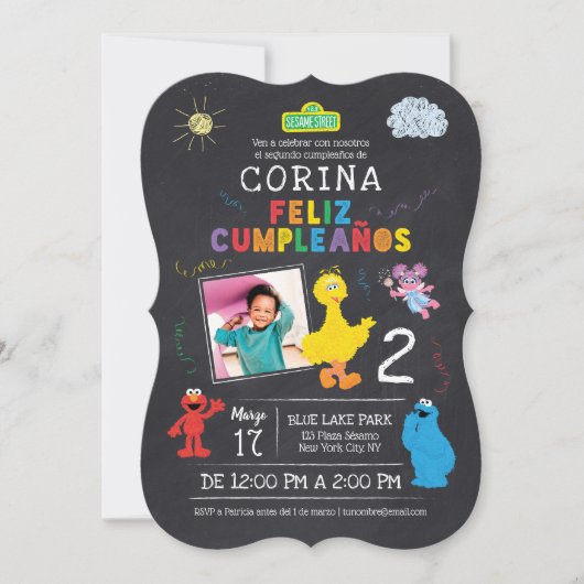 Invitación de Cumpleaños de Plaza Sésamo Kaart (Voorkant)