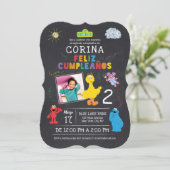 Invitación de Cumpleaños de Plaza Sésamo Kaart (Staand voorkant)