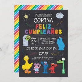 Invitación de Cumpleaños de Plaza Sésamo Kaart