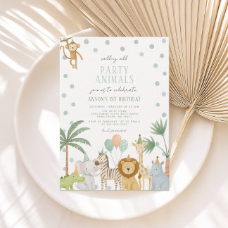 Invitación de cumpleaños de Safari Fiesta Animales Kaart