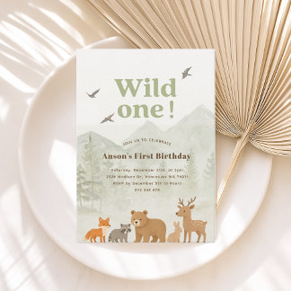 Invitación de cumpleaños de Wild One Woodland Kaart