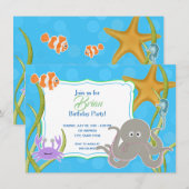 Invitación de Cumpleaños - Fiesta Bajo el Mar Kaart (Voorkant / Achterkant)