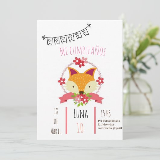 invitacion de cumpleaños kaart (Staand voorkant)