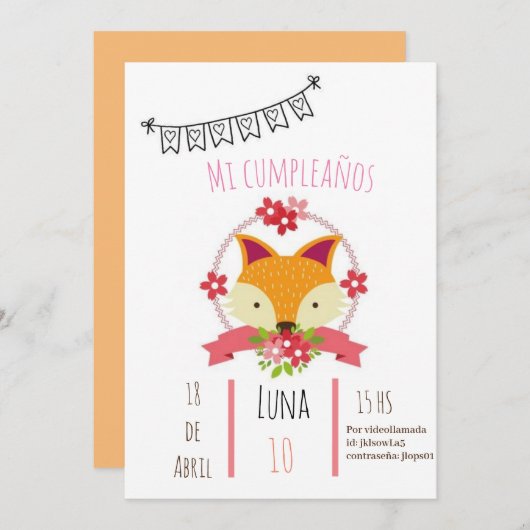 invitacion de cumpleaños kaart (Voorkant / Achterkant)