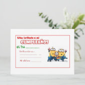 invitación de cumpleaños Minion! Kaart (Staand voorkant)