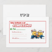 invitación de cumpleaños Minion! Kaart (Voorkant / Achterkant)