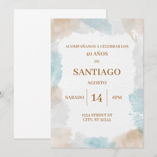 INVITACION DE CUMPLEANOS PARA HOMBRE KAART (Voorkant / Achterkant)