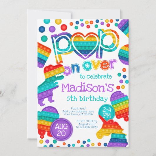 Invitación de cumpleaños Pop It Kaart (Voorkant)