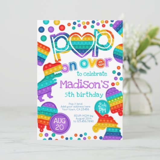 Invitación de cumpleaños Pop It Kaart (Staand voorkant)