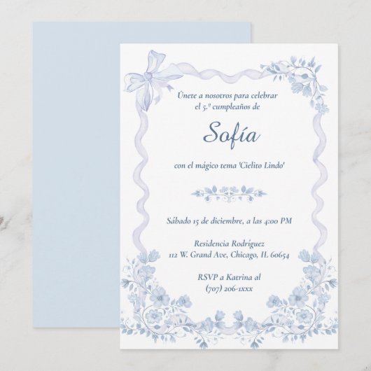 Invitación de Cumpleaños Temática Cielito Lindo Kaart (Voorkant / Achterkant)