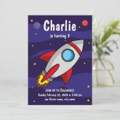 Invitación de fiesta de cumpleaños Nave Espacial Kaart (Staand voorkant)
