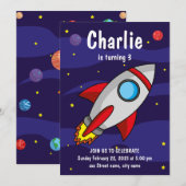 Invitación de fiesta de cumpleaños Nave Espacial Kaart (Voorkant / Achterkant)