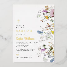 Invitación de Flores Silvestres para Bautizo