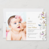Invitación de Flores Silvestres para Bautizo Foto Kaart (Voorkant)