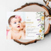 Invitación de Flores Silvestres para Bautizo Foto Kaart