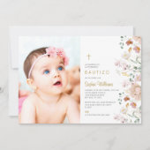 Invitación de Flores Silvestres para Bautizo Foto Kaart (Voorkant)