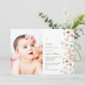 Invitación de Flores Silvestres para Bautizo Foto Kaart (Staand voorkant)