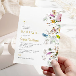 Invitación de Flores Silvestres para Bautizo Kaart