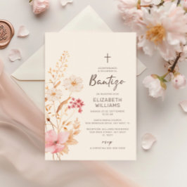 Invitación de Flores Silvestres para Bautizo Kaart