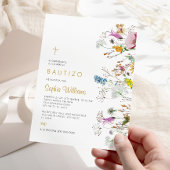 Invitación de Flores Silvestres para Bautizo Kaart