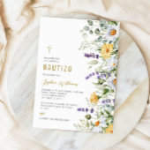 Invitación de Flores Silvestres para Bautizo Kaart