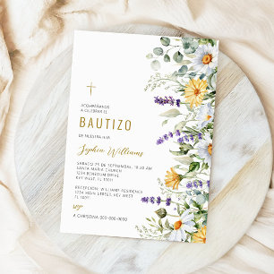 Invitación de Flores Silvestres para Bautizo Kaart