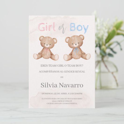 Invitación de gender onthullen kaart (Staand voorkant)