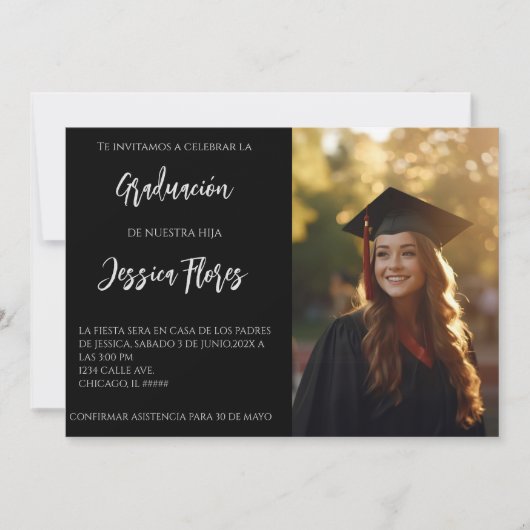 Invitación de graduación con foto kaart (Voorkant)