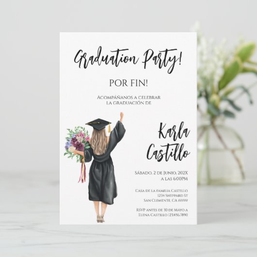 Invitacion de Graduacion Kaart (Staand voorkant)