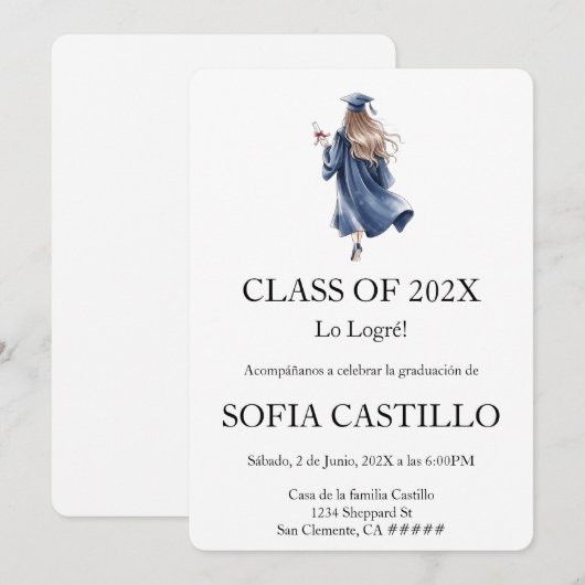 Invitación de graduation en español kaart (Voorkant / Achterkant)