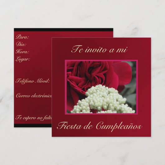 Invitación - De invito a mi Fiesta de Cumpleaños Kaart (Voorkant / Achterkant)