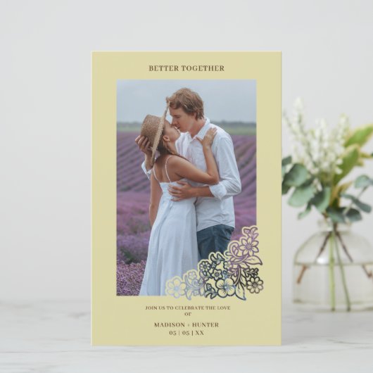 Invitación de marco botánico para Boda fotográfico (Staand voorkant)