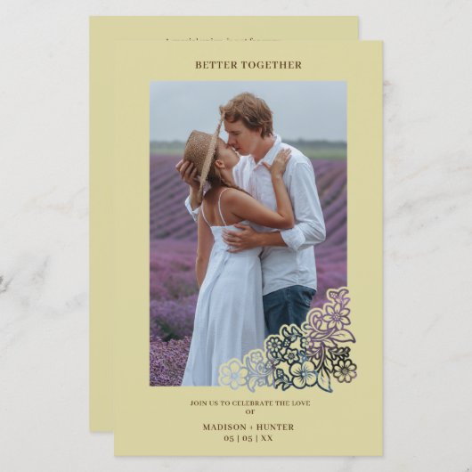 Invitación de marco botánico para Boda fotográfico (Voorkant / Achterkant)