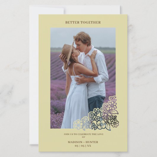 Invitación de marco botánico para Boda fotográfico (Voorkant)