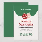 Invitación de Posada Navideña con Esferas Kaart (Voorkant / Achterkant)